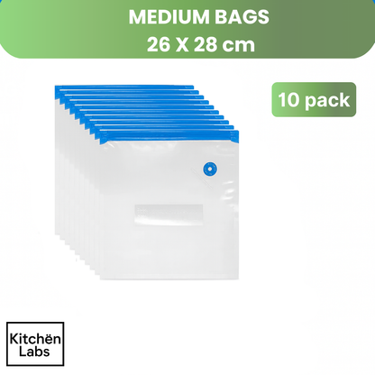Pack de 6 sachets hermétiques de taille moyenne réutilisables
